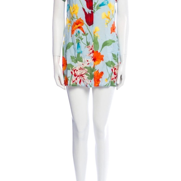 Alice + Olivia Floral Mini Dress - Blue and Red - Picture 7 of 7